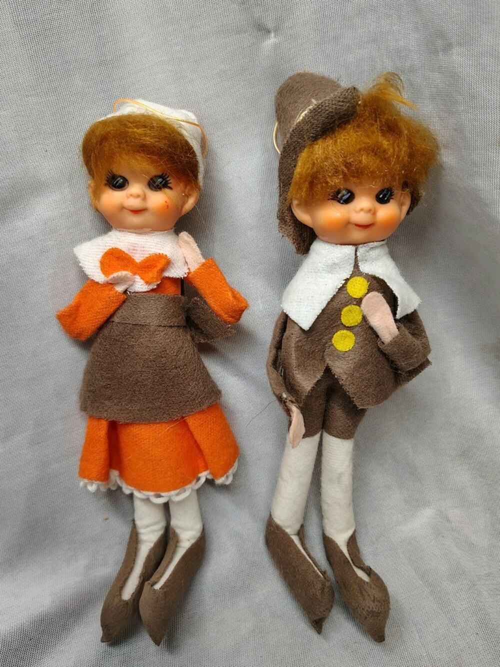Vintage Lee Wards Pilgrim Thanksgiving Ornament Made in Japan Pixie 1950s